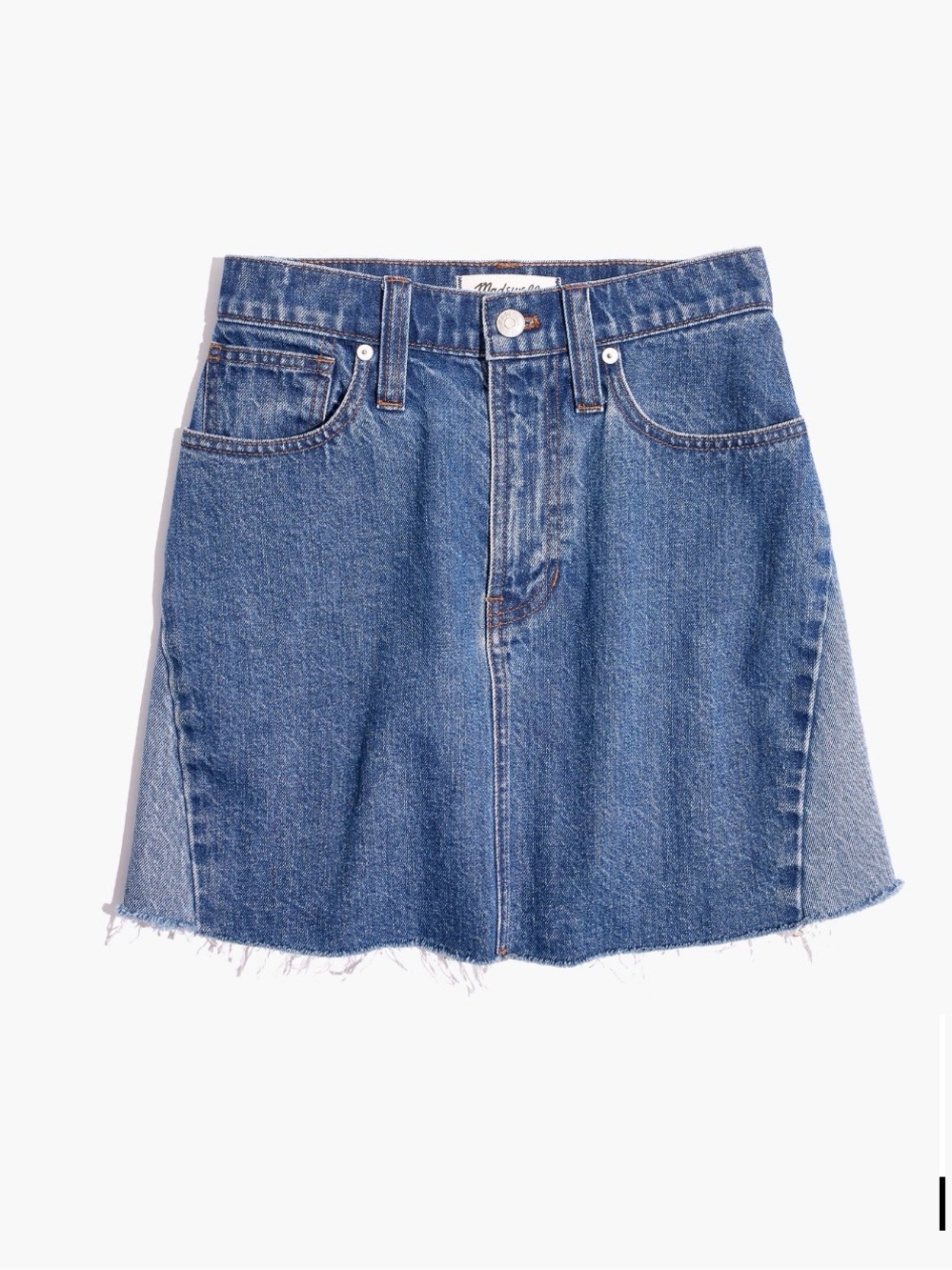Madewell Classic Blue Denim Mini Skirt with Raw Hem